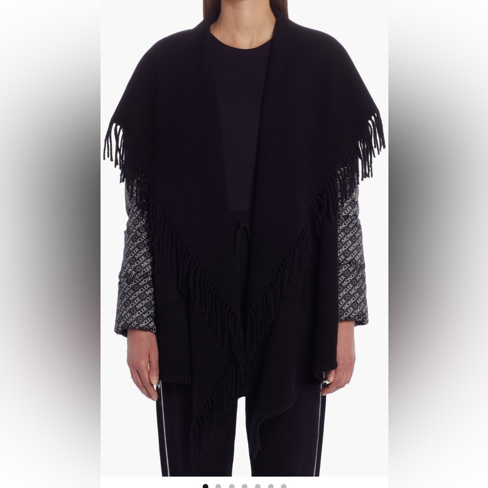 Moncler quilted down & wool short cape